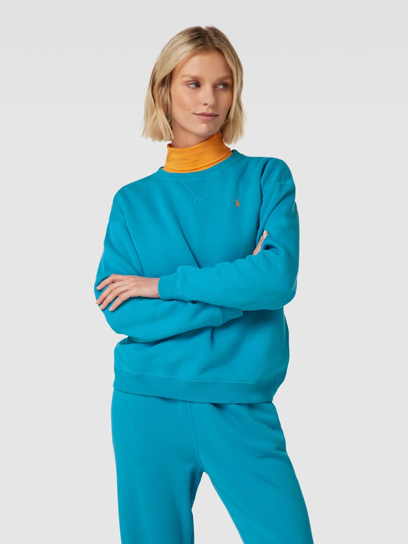 Regular Fit Sweatshirt mit Label-Stitching in royalblau