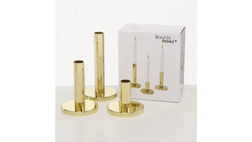 Boltze Kerzenleuchter Set Malko 3-tlg. gold