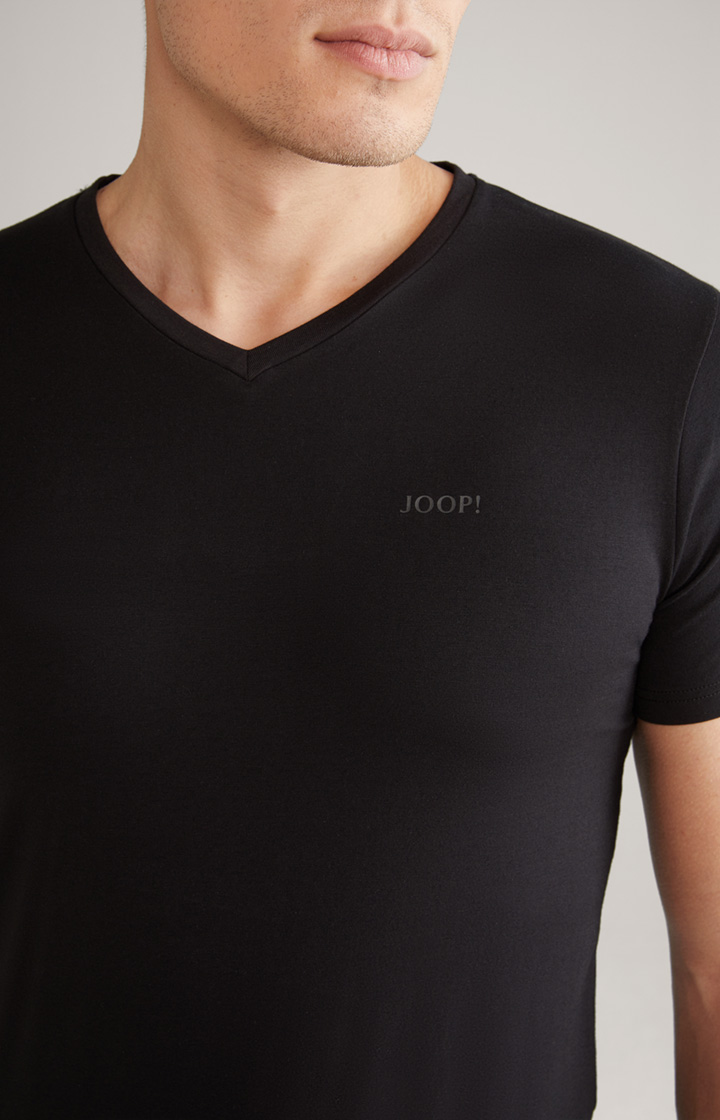 2er-Pack Modal-Baumwoll-Stretch T-Shirts in Schwarz