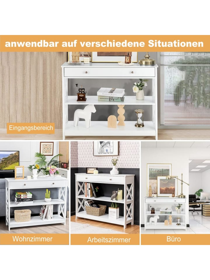 COSTWAY 3 Ebenen Konsolentisch in Weiß günstig kaufen onesize
