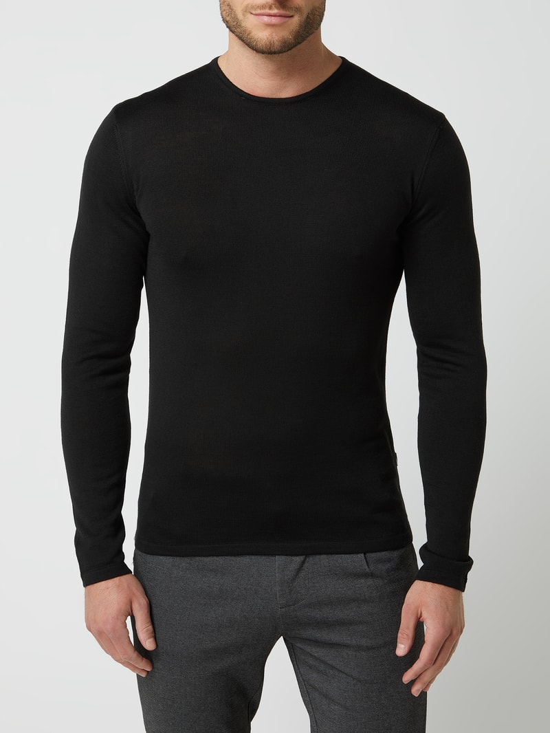 Pullover aus Wollmischung in schwarz