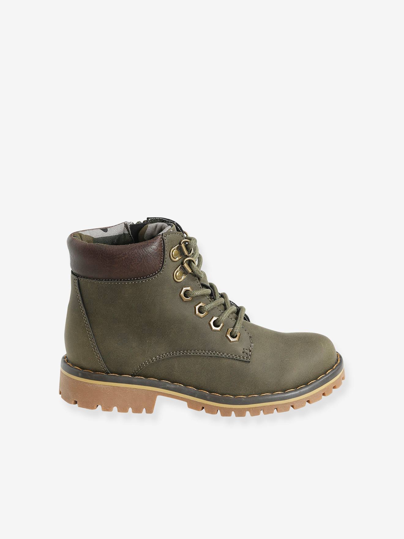 Vertbaudet Jungen Schnürboots mit Reißverschluss - dunkelkhaki