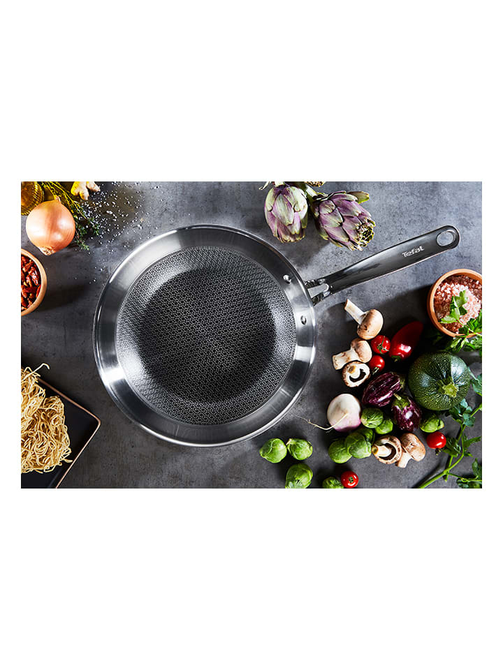 Tefal 2tlg. Set: Edelstahl-Wokpfanne 