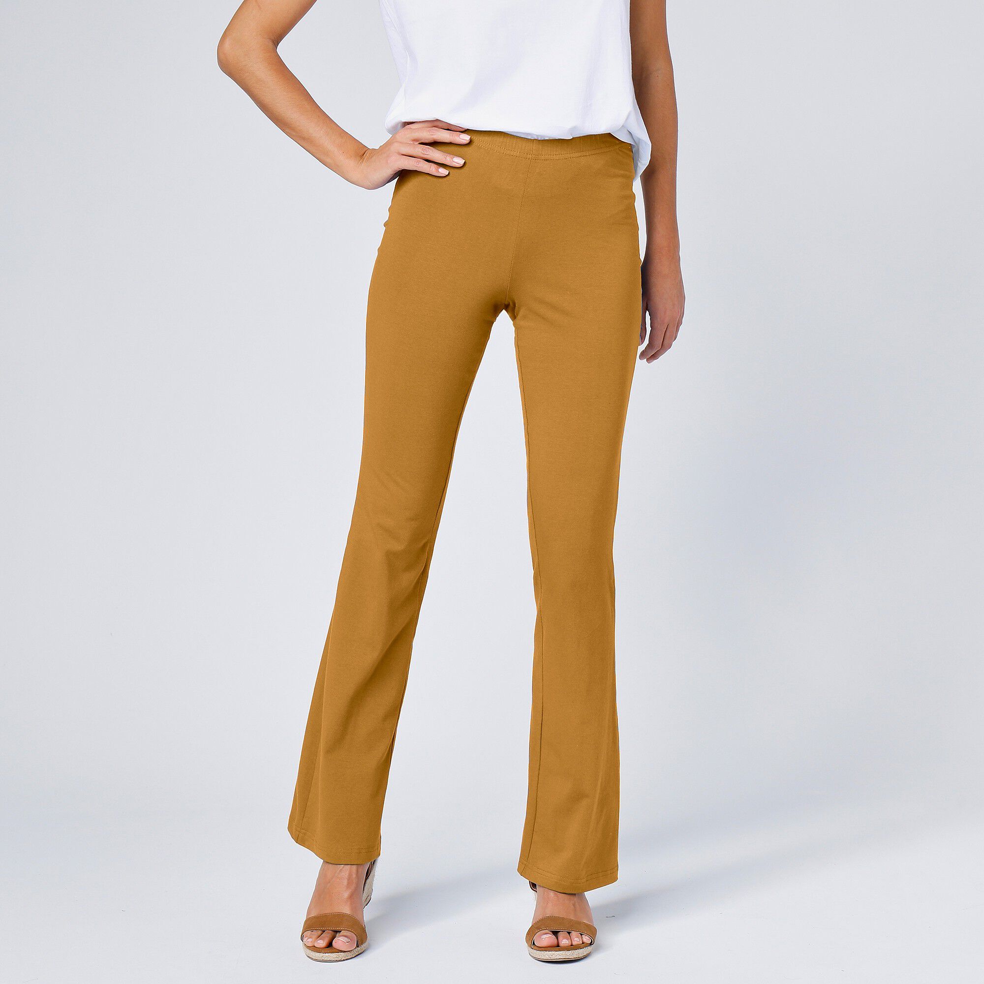Legging bootcut uni, taille élastiquée