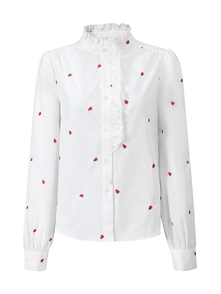 SASSYCLASSY Baumwoll Bluse mit Rüschen in Offwhite günstig kaufen