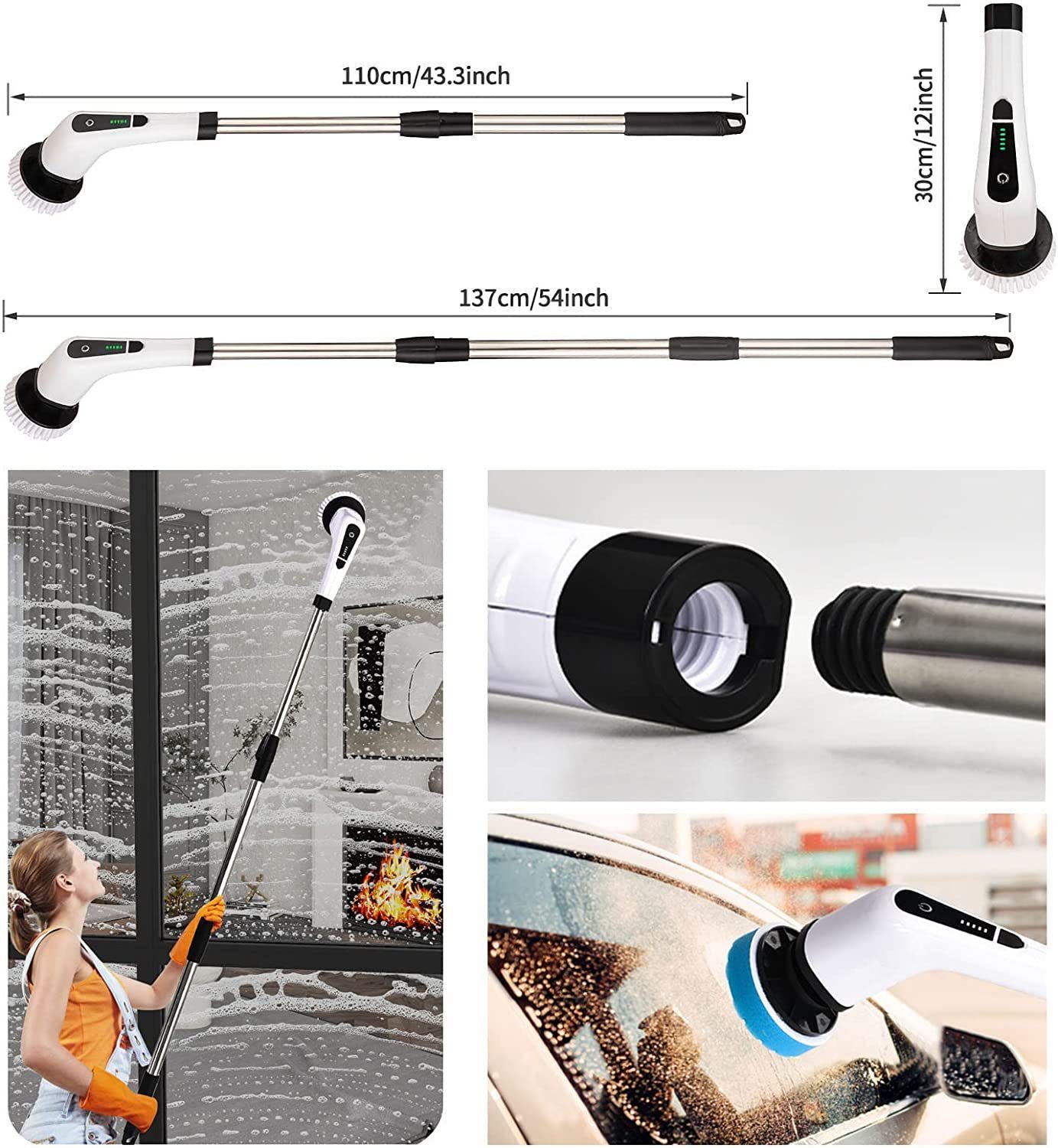 Bedee Reinigungsbürste Elektrische Reinigungsbürste, 360° drehen Spin Scrubber, (1-tlg), Geeignet für Ecke, Badezimmer