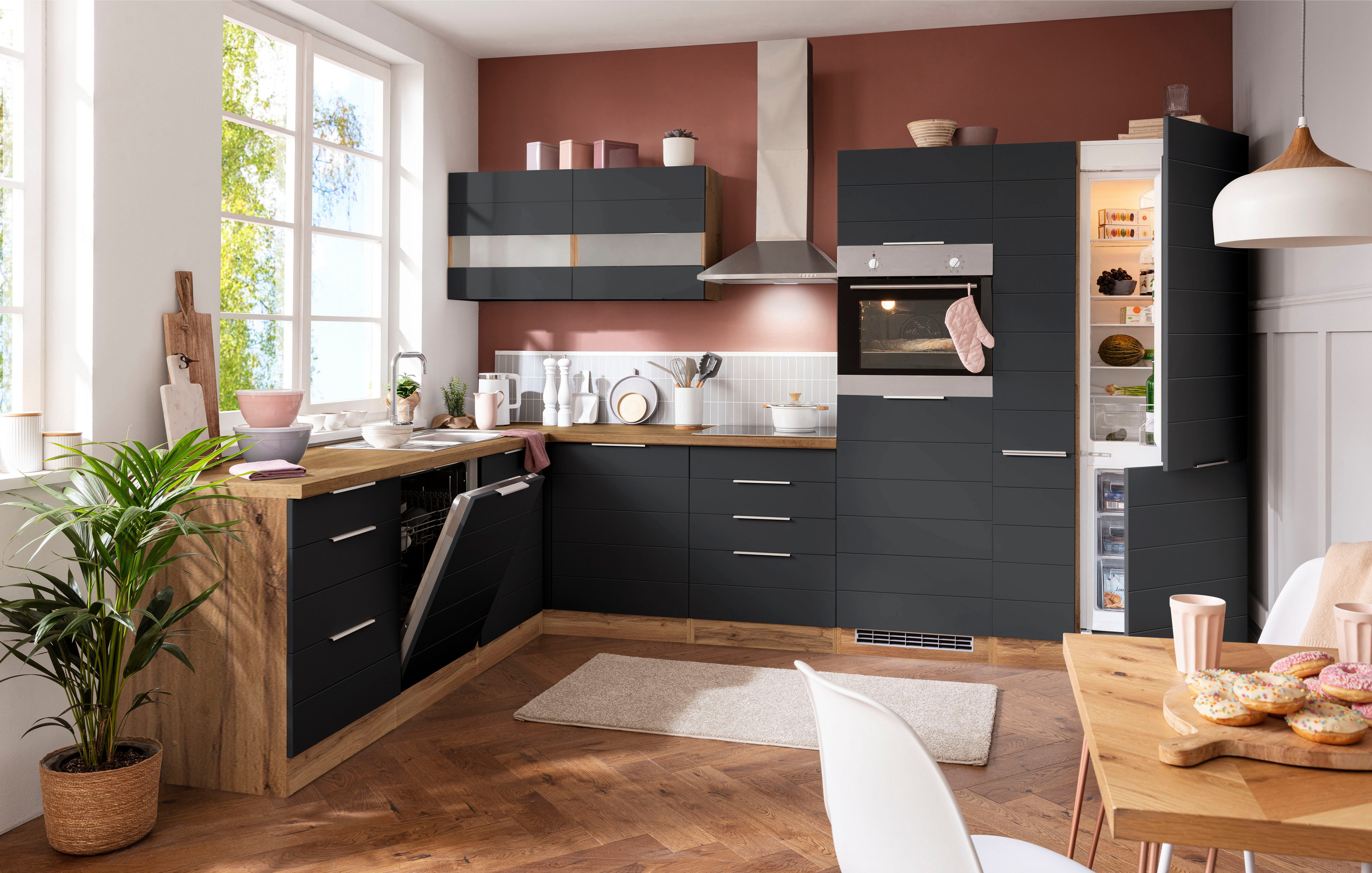 HELD MÖBEL Küche Luhe, Stellbreite 240x330 cm, wahlweise mit oder ohne E-Geräten, MDF-Fronten