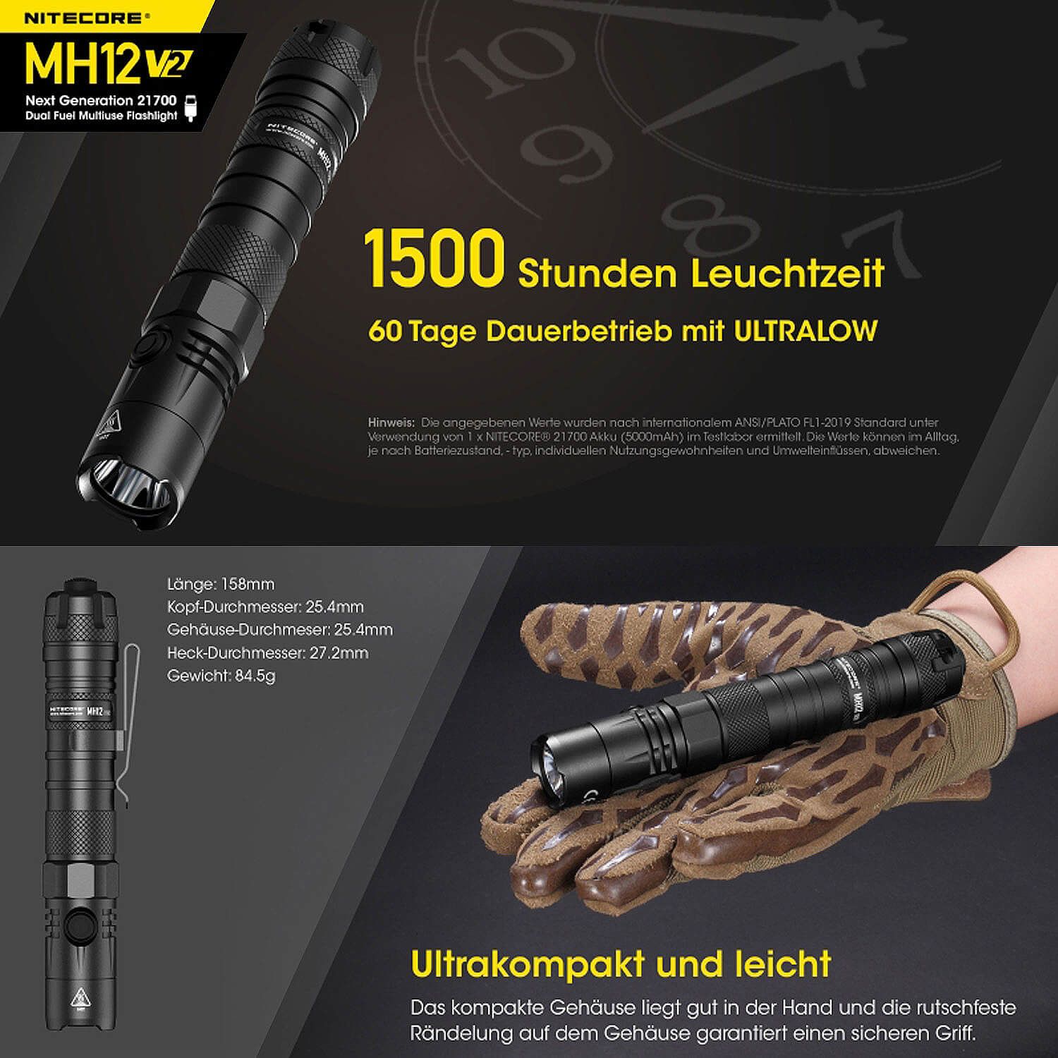 LED Taschenlampe MH12 V2 - 1200 Lumen