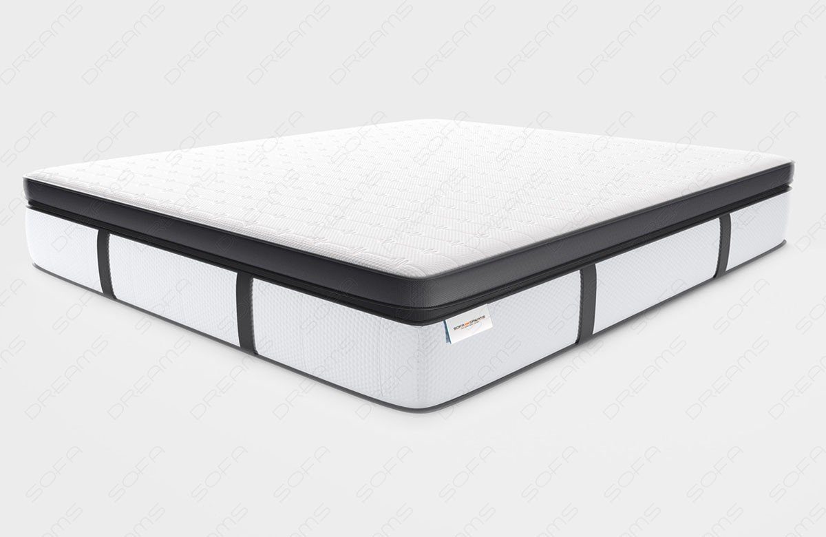 Sofa Dreams Boxspringbett Boxspringbett Monaco Leder, mit Topper, mit Schubladen, mit LED-Beleuchtung, mit USB-Anschlüssen