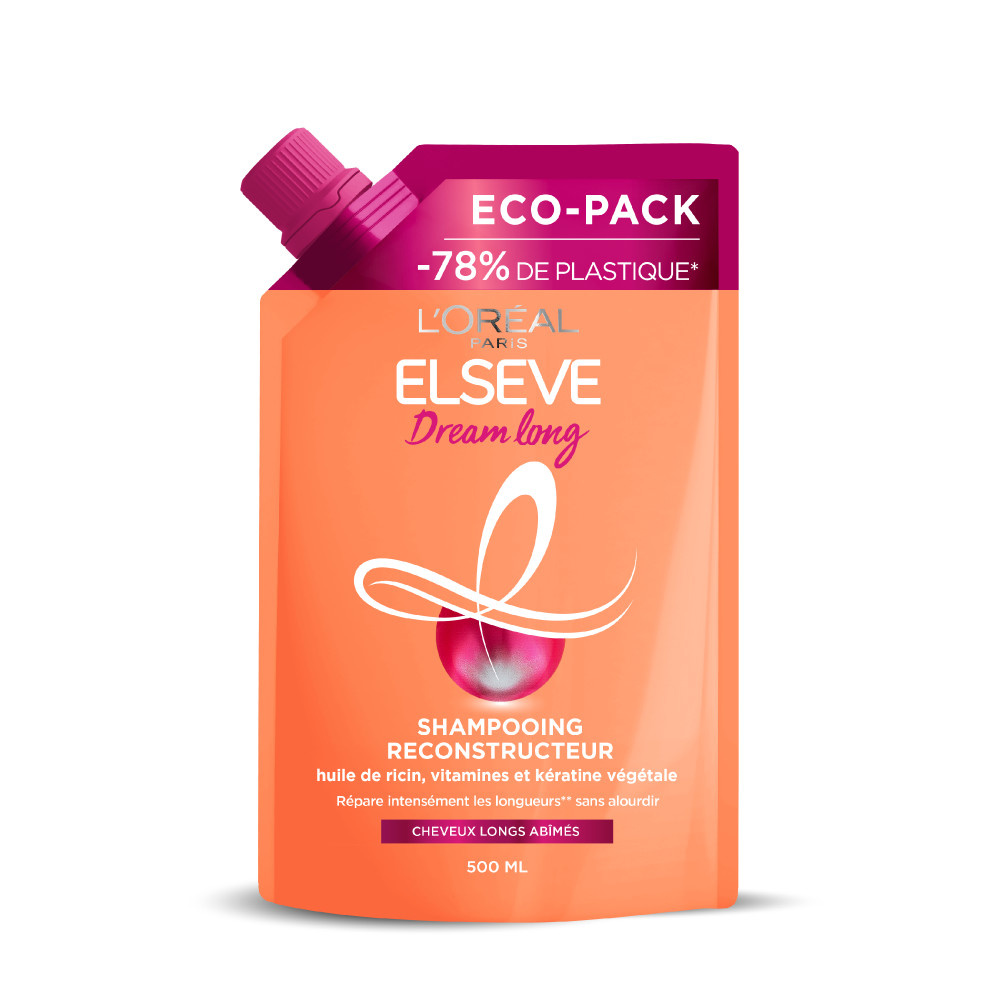 L'Oréal Paris L'Oréal Paris Elseve Dream Long Shampooing Recharge 500ml Shampooing Reconstructeur pour Cheveux Longs Abîmés Eco-pack