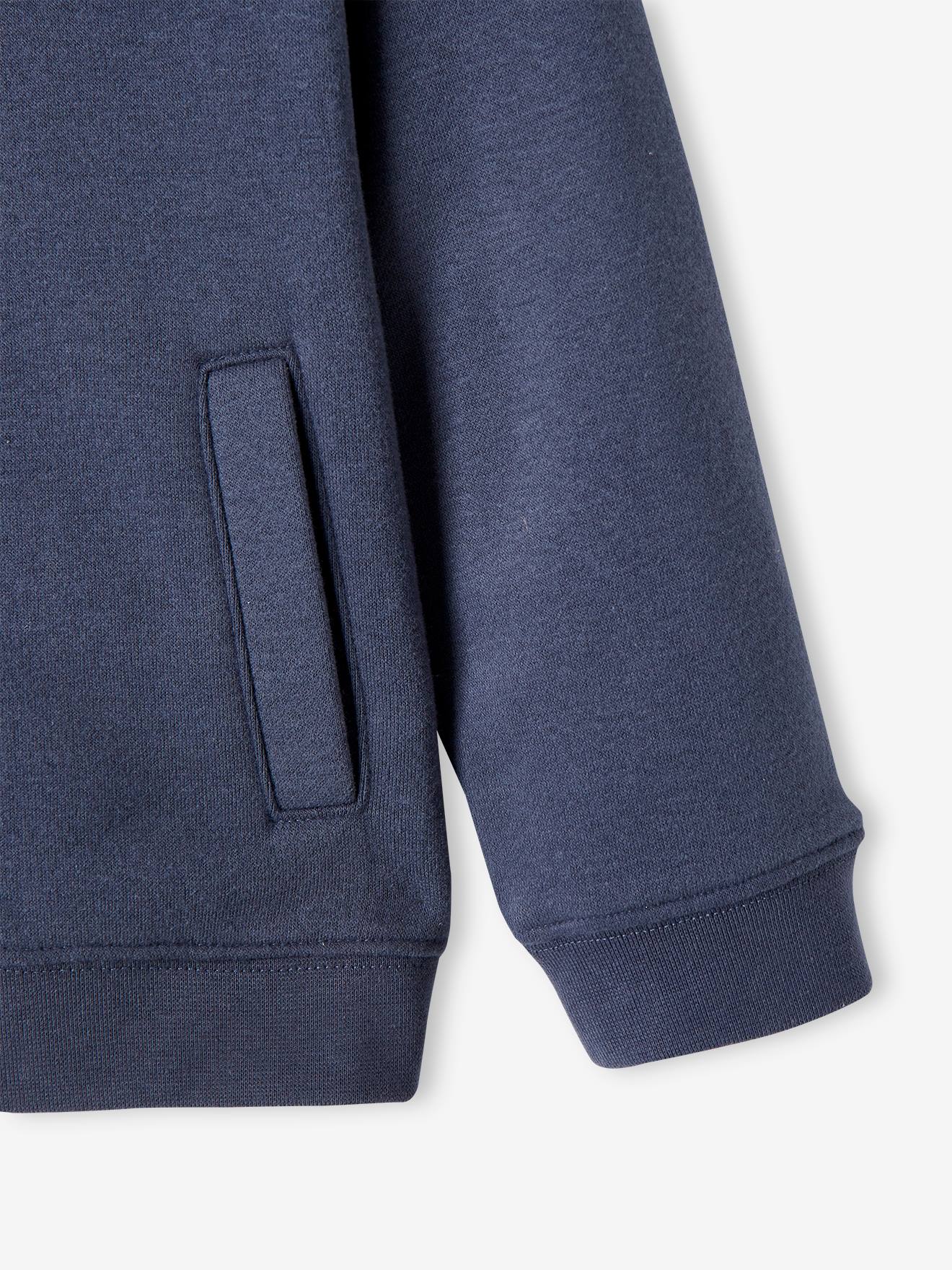 Sweat à capuche zippé sport Basics fille. bleu