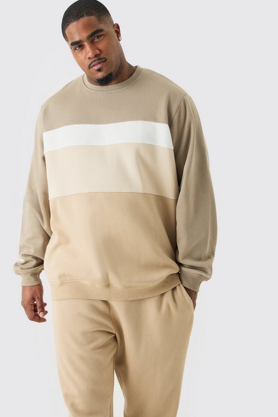 Plus Colorblock Sweatshirt-Trainingsanzug