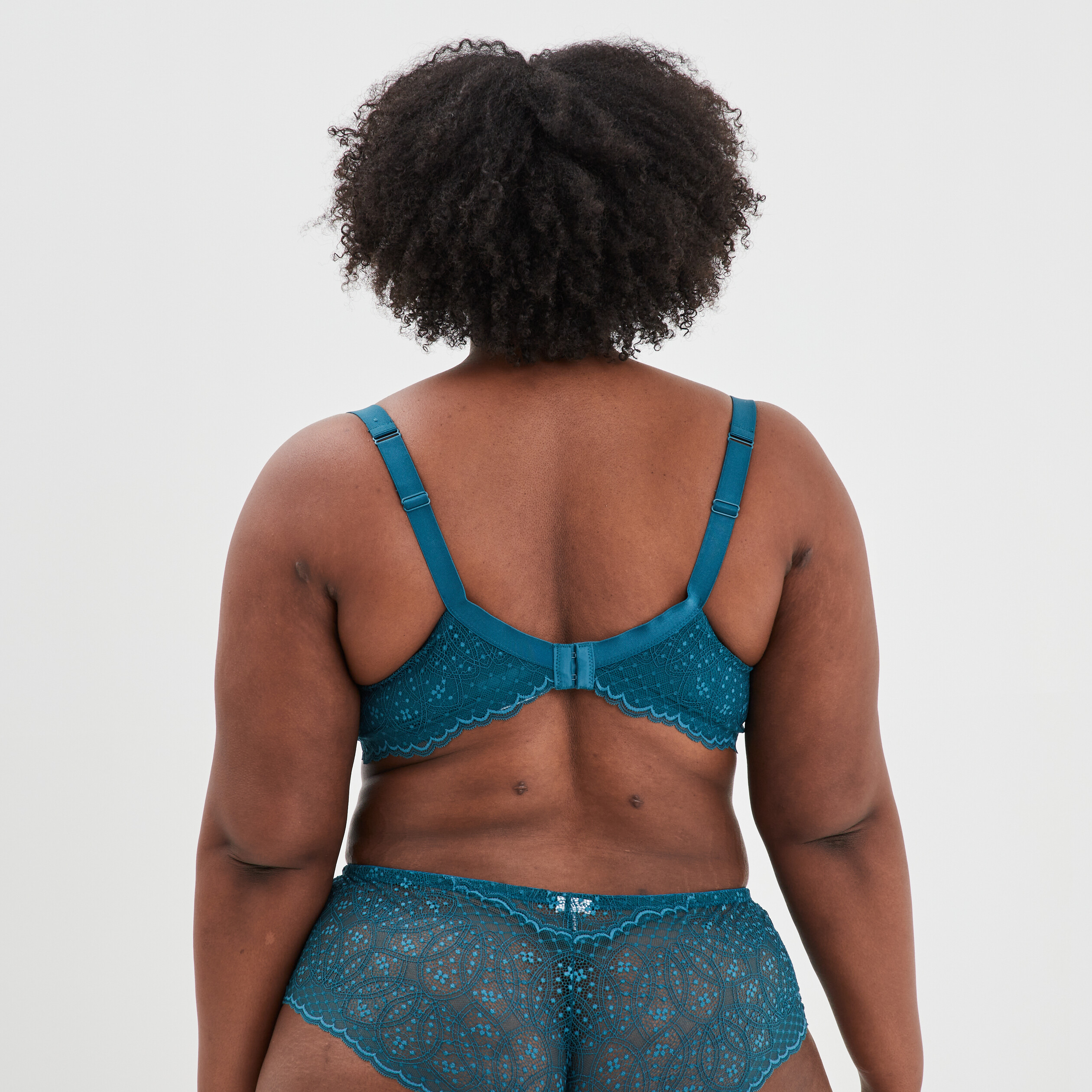 Soutien-gorge emboîtant à dentelle Izzie bleu canard femme grande taille | La Halle
