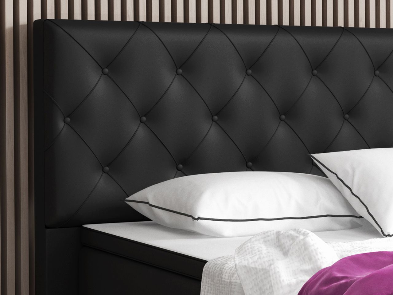IHG Boxspringbett Turin 180x200 cm Kunstleder Schwarz