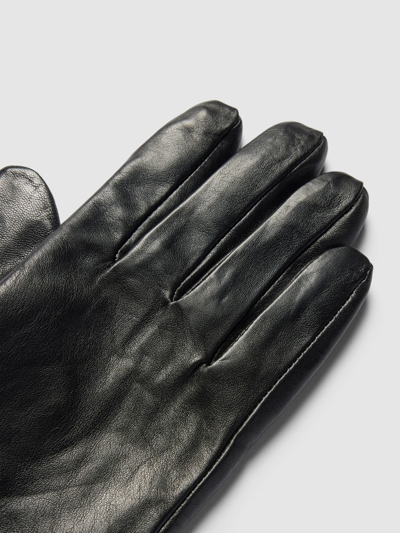 Handschuhe aus Leder mit Label-Prägung Modell 'KLASSIK' in schwarz