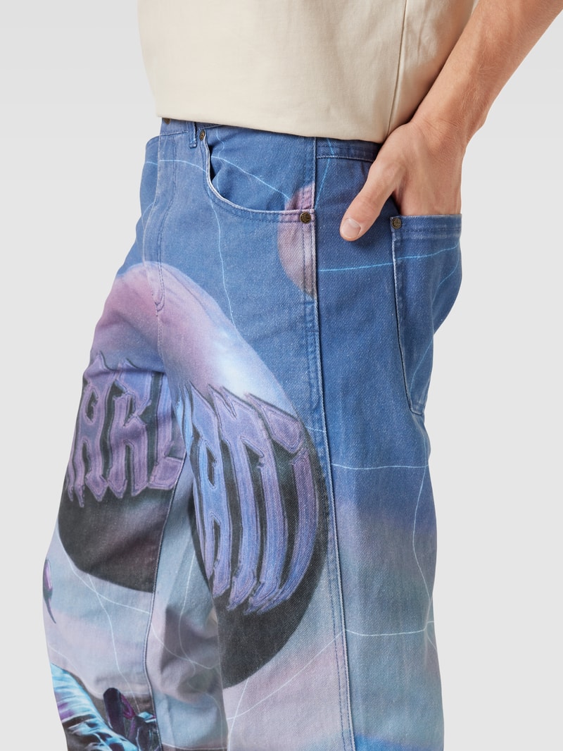 Baggy Fit Jeans mit Motiv-Print Modell 'Metaverse' in blau