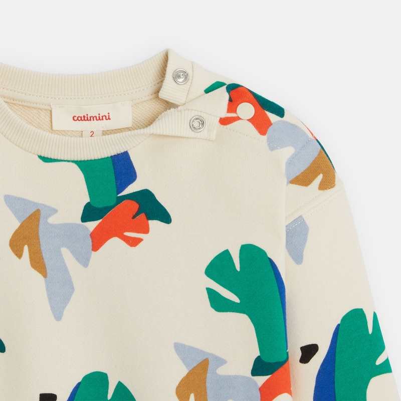 Sweat bébé garçon feuilles géométriques beige Catimini