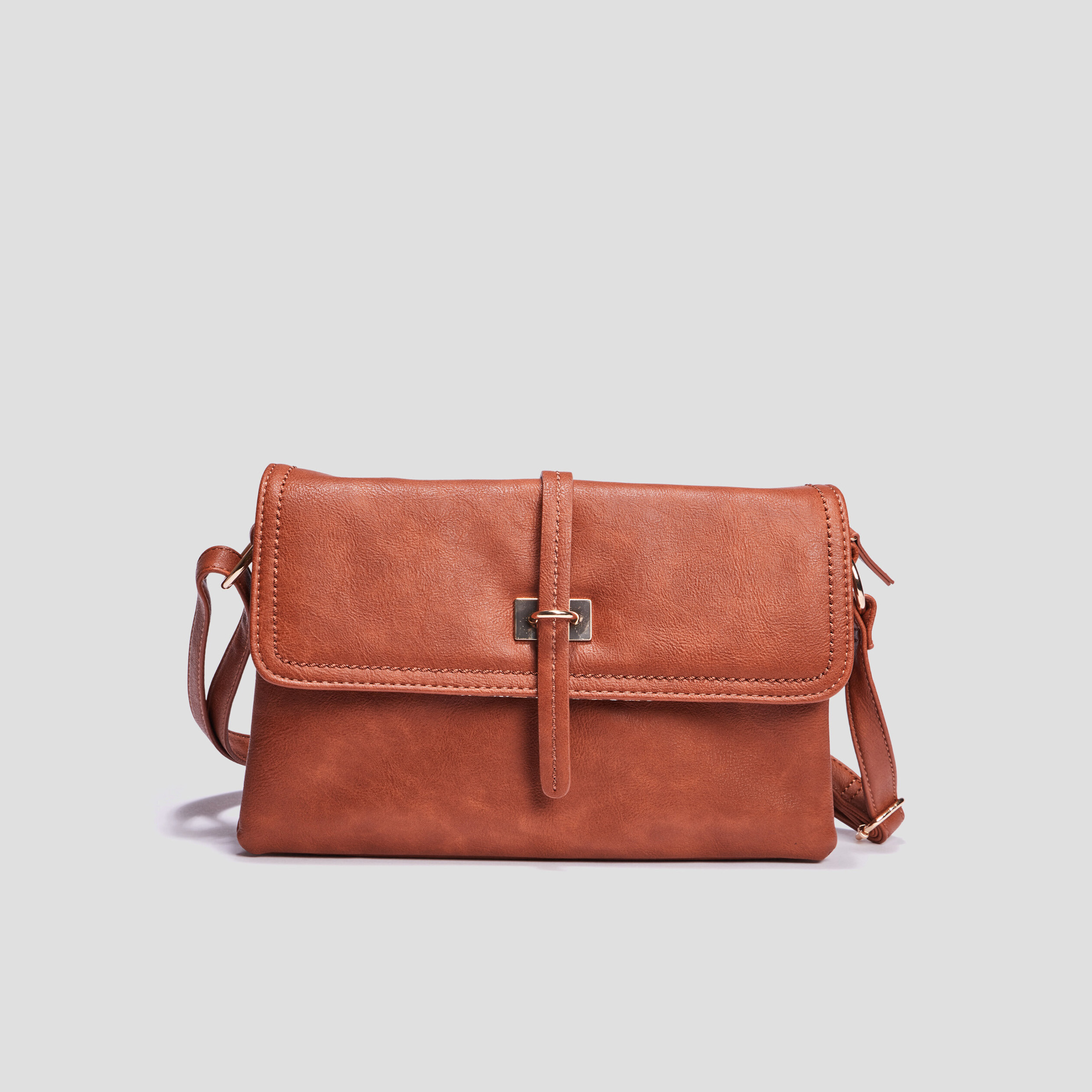 Sac bandoulière à rabat rectangulaire camel femme | La Halle