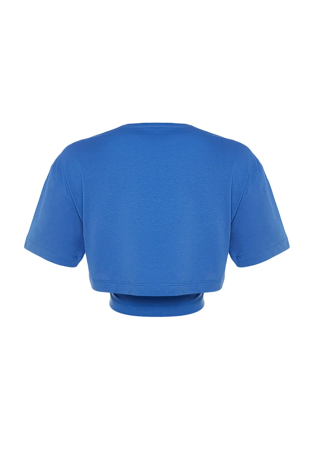 Trendyol Collection  Blaues Crop 2-lagiges gestricktes Sport-T-Shirt THMSS23TS00001