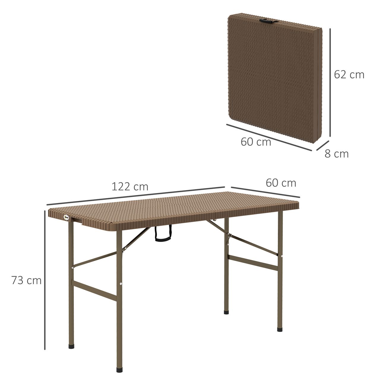 Outsunny Campingtisch Klapptisch mit Rattanoptik, Buffettisch für 4 Personen