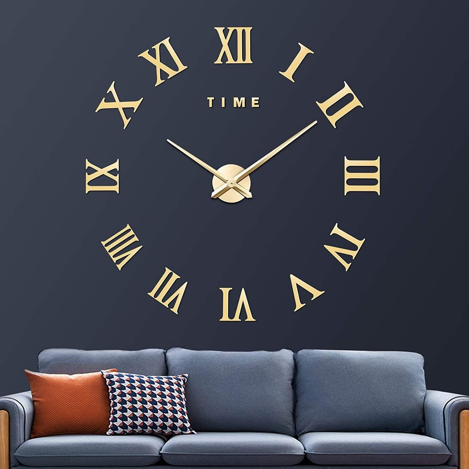 zggzerg Wanduhr Moderne DIY,3D Rahmenlos Römische Wanduhren, Dekoration Geschenk
