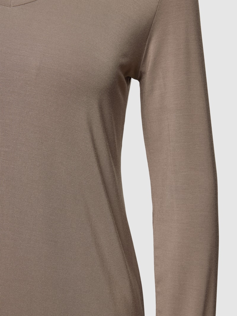 Pyjama-Oberteil mit V-Ausschnitt in taupe