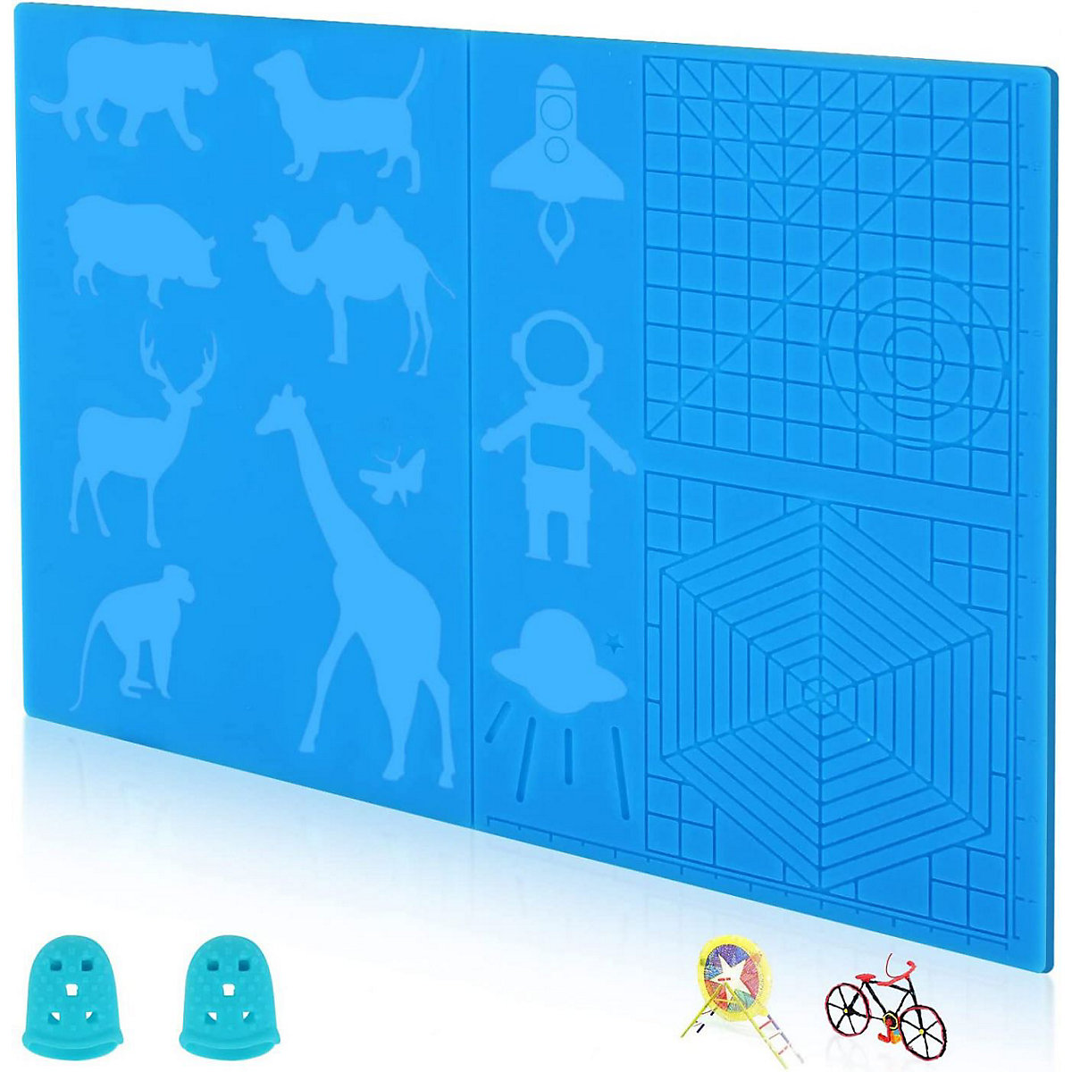 3D Stift Zeichnung Vorlage Geschenk für kinder 3D Druck Stift Silikon Pad mit Grundlegende Vorlage mit 2 Silikon Finger Kappen