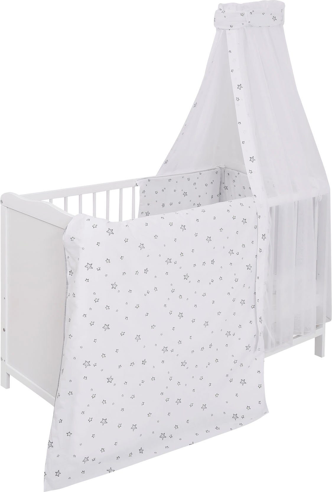 Lüttenhütt Babybett Lüttenhütt Sterne, 4-tlg., mit Textilset, komplett in 2 Größen