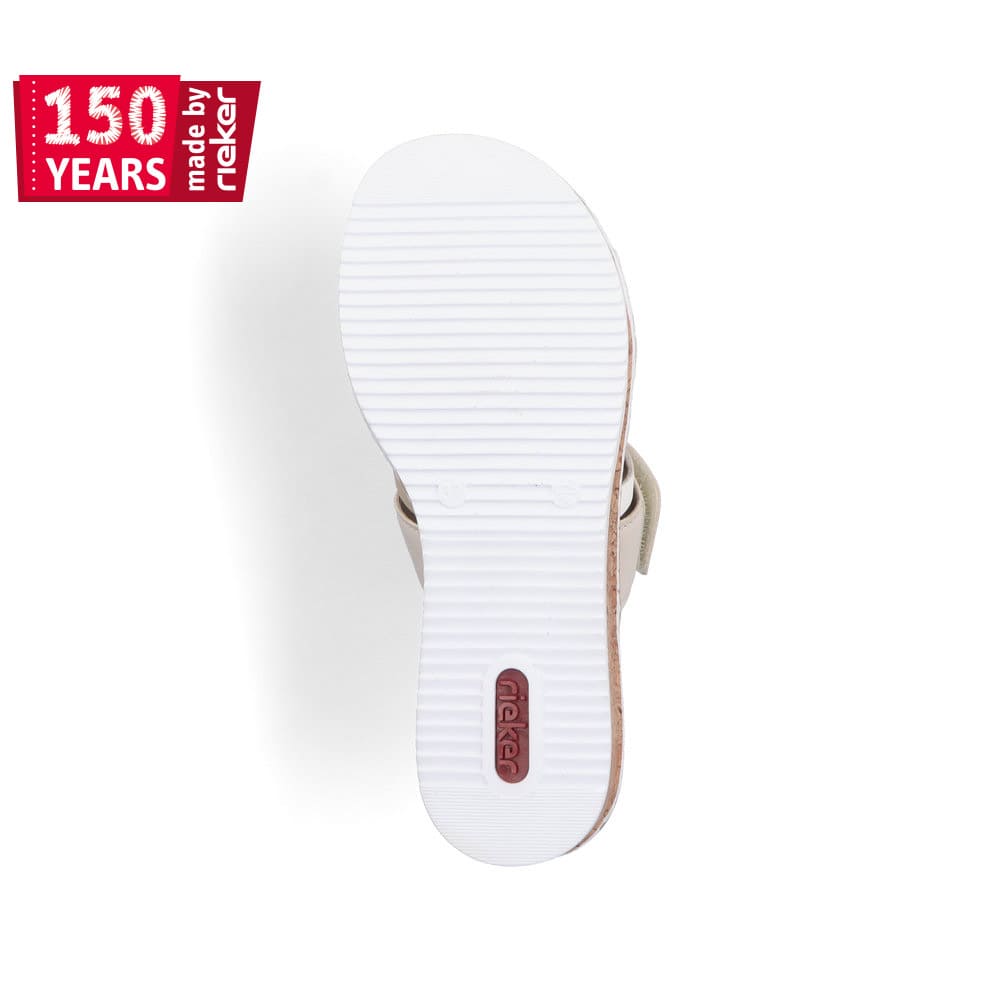 Rieker Damen Pantoletten beige-metallic-rosé