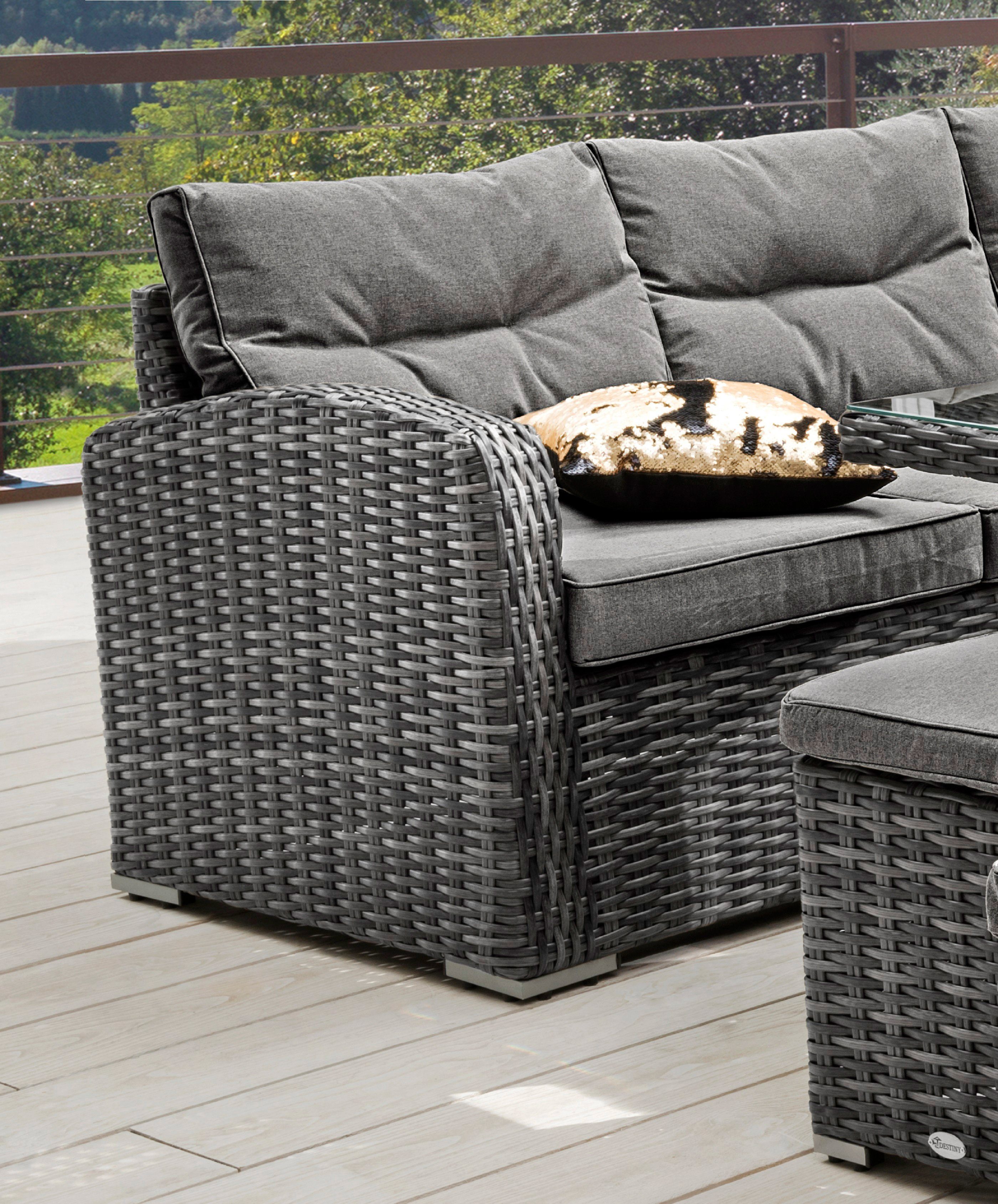 Destiny Gartenlounge-Set SANTA, (Set, 20-tlg), Ecklounge, 1 Tisch 140x80x66 cm, 2 Hocker, inkl. Auflagen