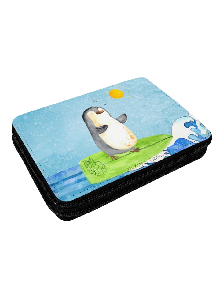 Mr. & Mrs. Panda Federmappe Pinguin Surfer ohne Spruch in Eisblau günstig kaufen onesize