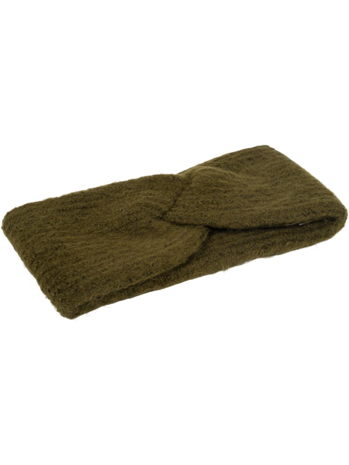 styleBREAKER Strick Stirnband mit Perlrippen Muster und Knoten in Oliv günstig kaufen onesize