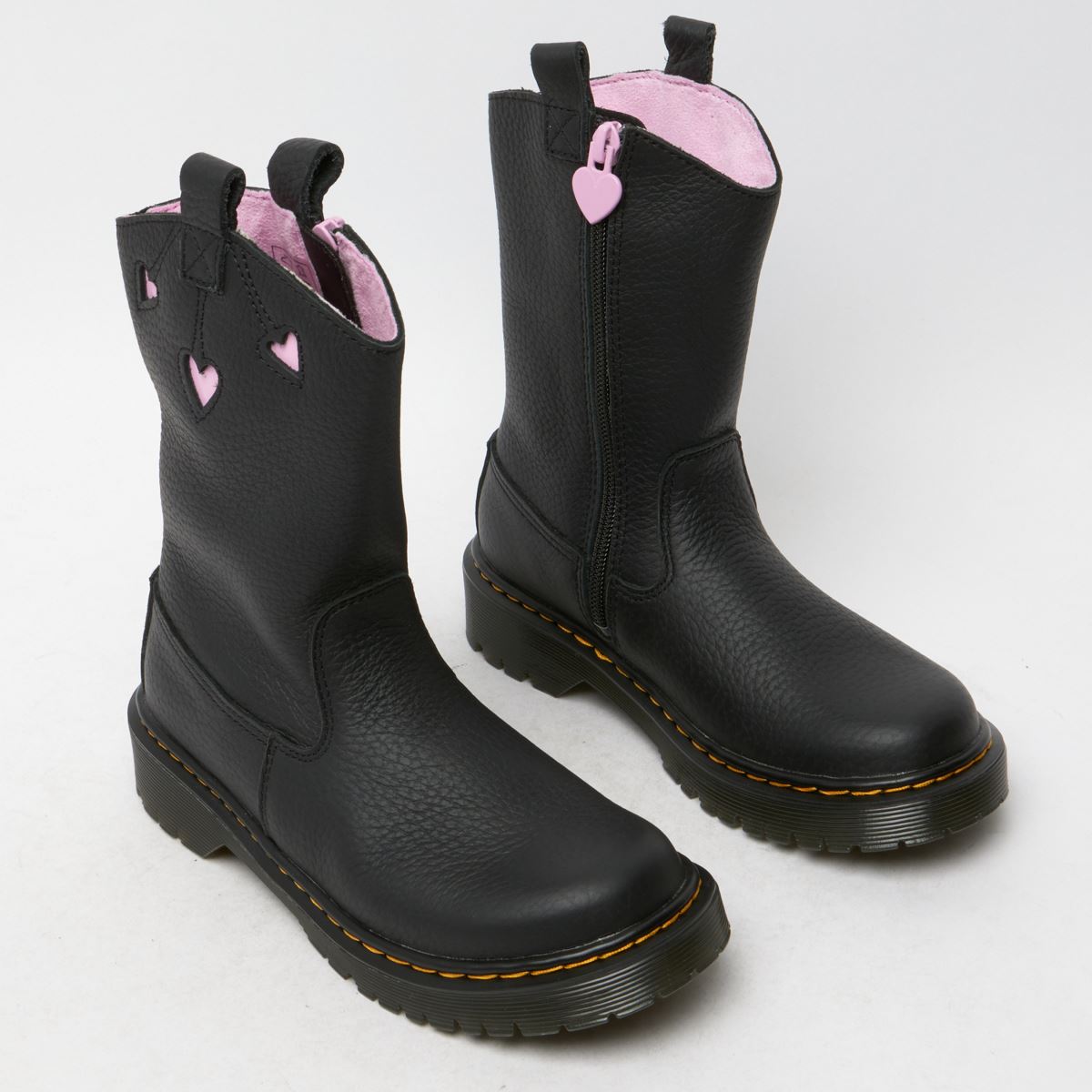 Dr Martens svarta Bex Heart pull-on flickstövlar för barn