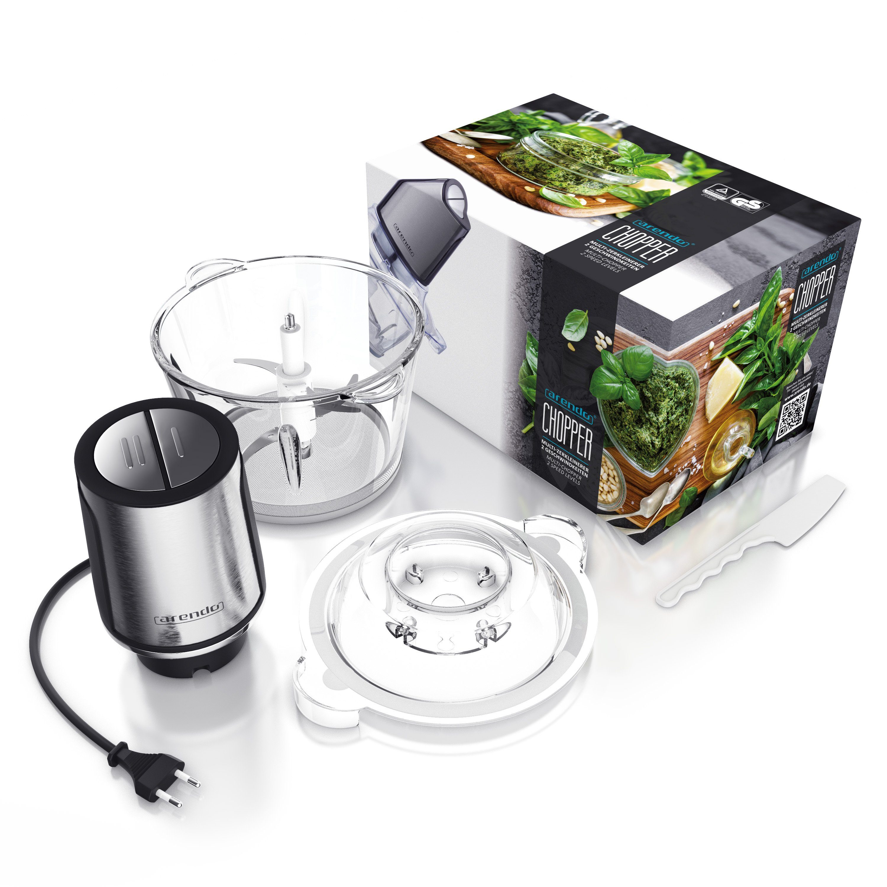 Arendo Zerkleinerer, 400 W, Elektrischer Universal Multizerkleinerer mit 1,5 L Glasbehälter