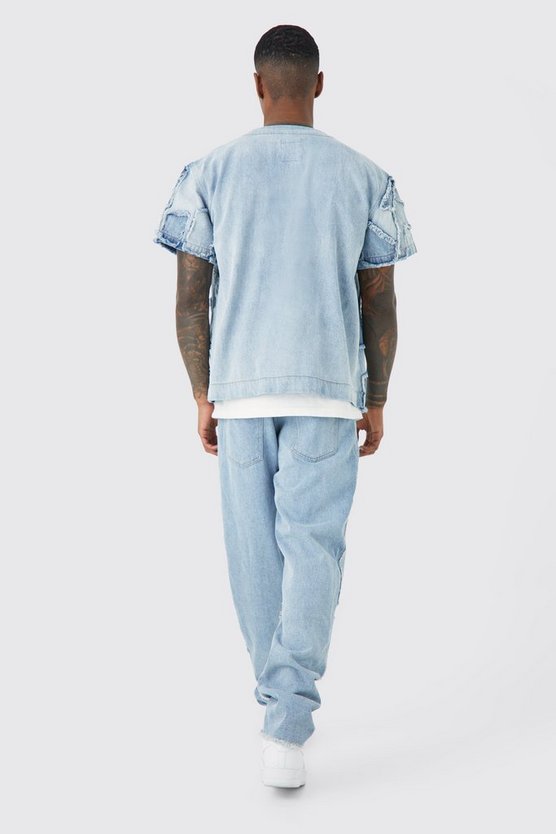 Locker zerrissene Patchwork Jeans