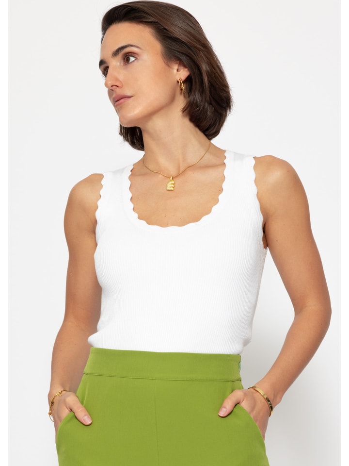 SASSYCLASSY Tank Top mit Bogenkante in Weiß günstig kaufen