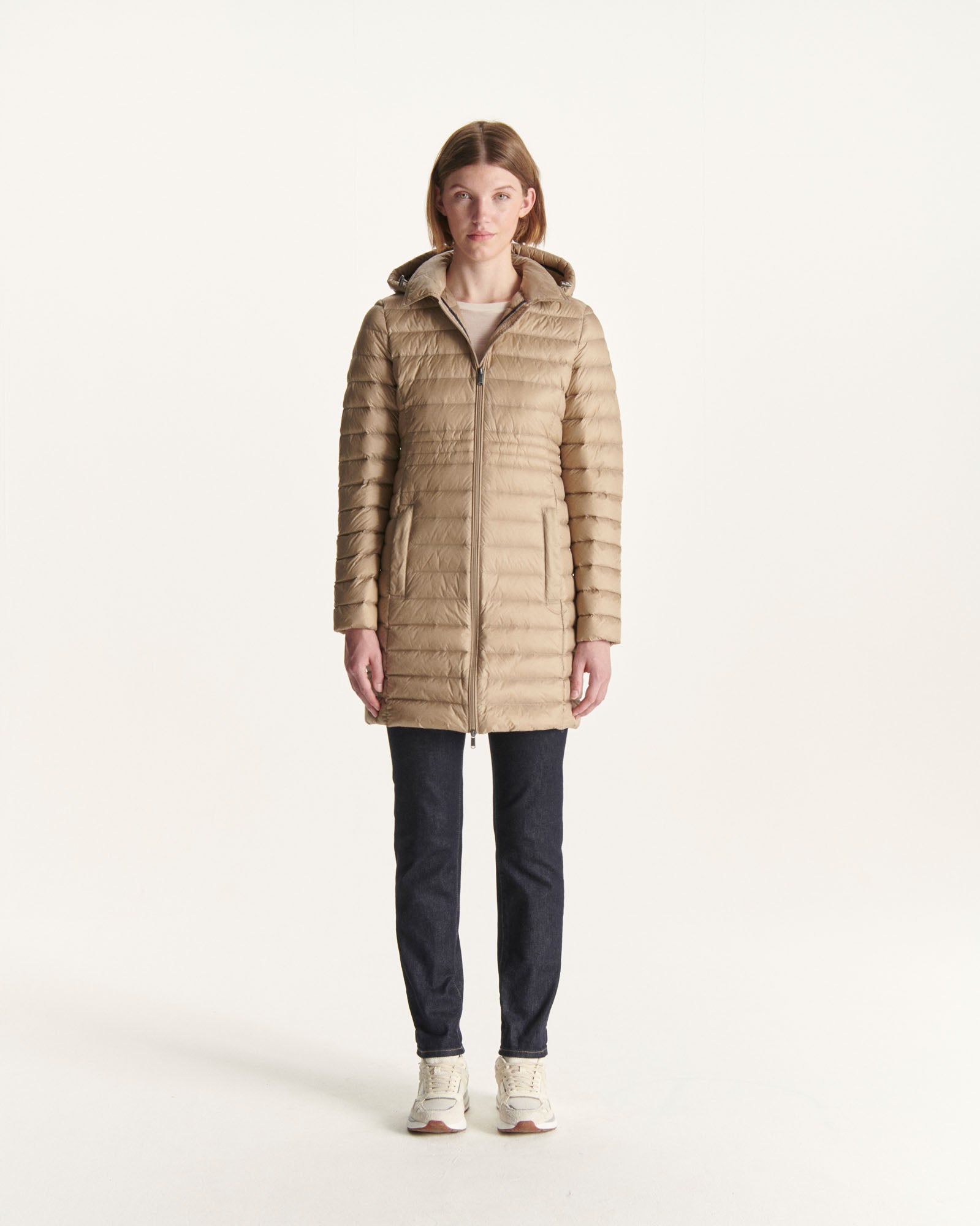 Doudoune longue à capuche Beige Vero 2.0