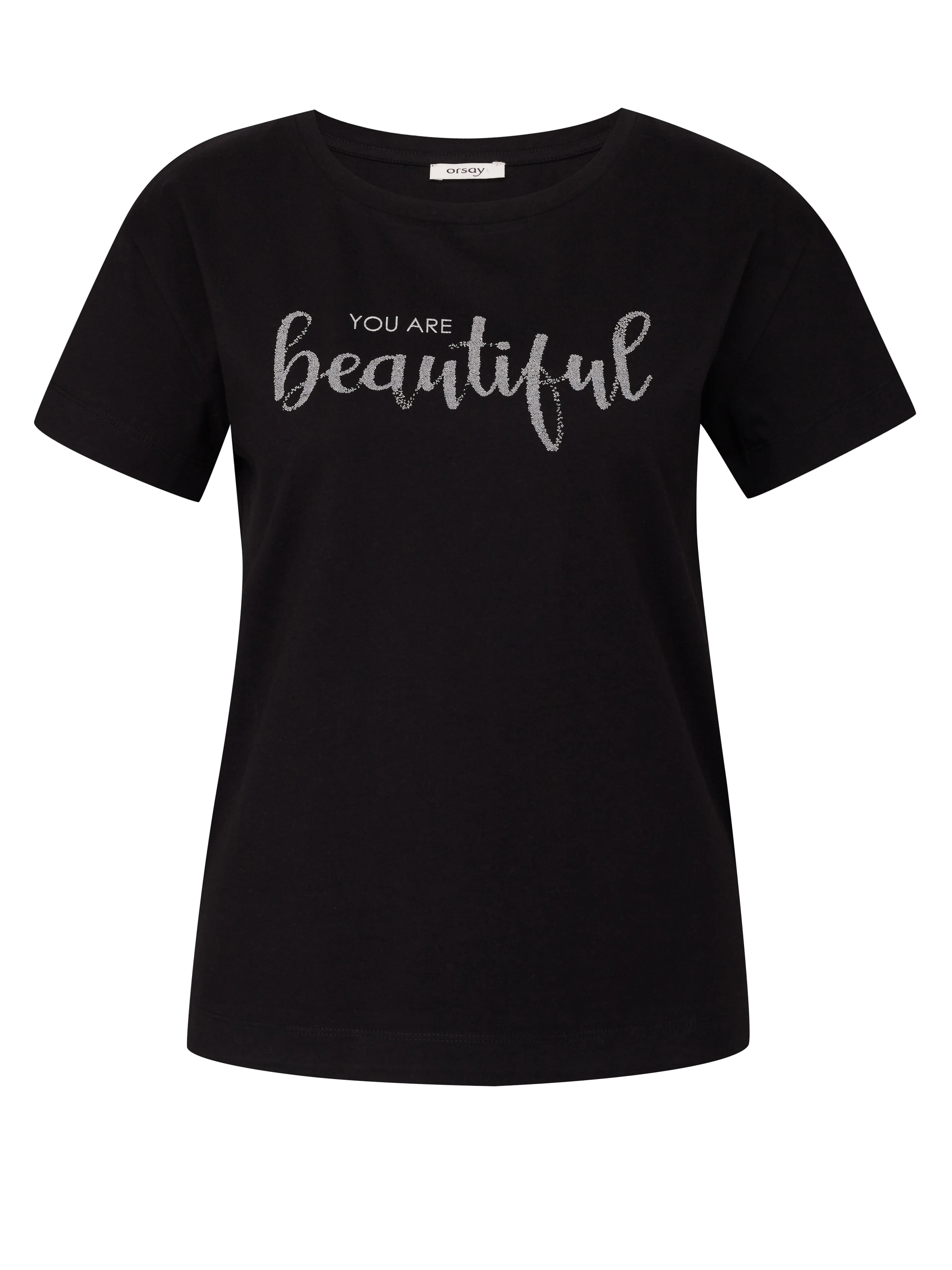 Schwarzes Damen-T-Shirt mit kurzen Ärmeln ORSAY