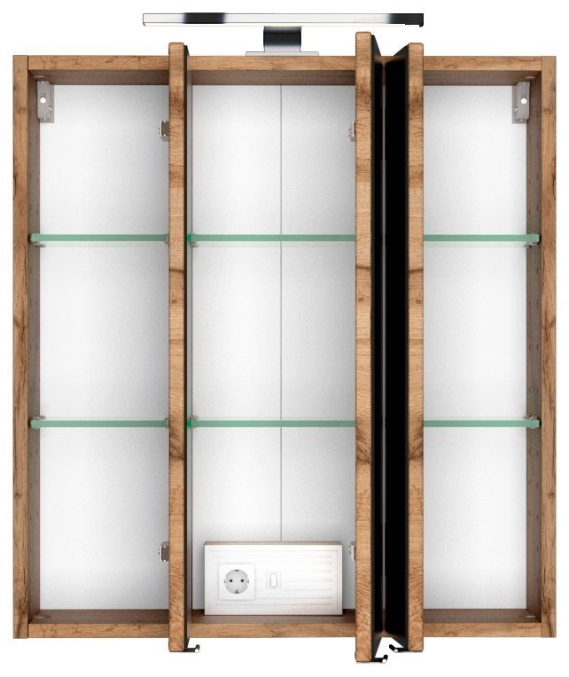 HELD MÖBEL Spiegelschrank Baabe Breite 60 cm, mit 3D-Effekt, dank 3 Spiegeltüren