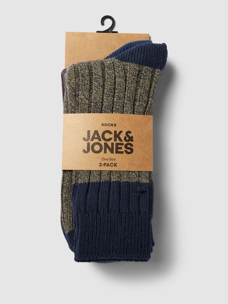 Socken in melierter Optik im 2er-Pack in khaki meliert