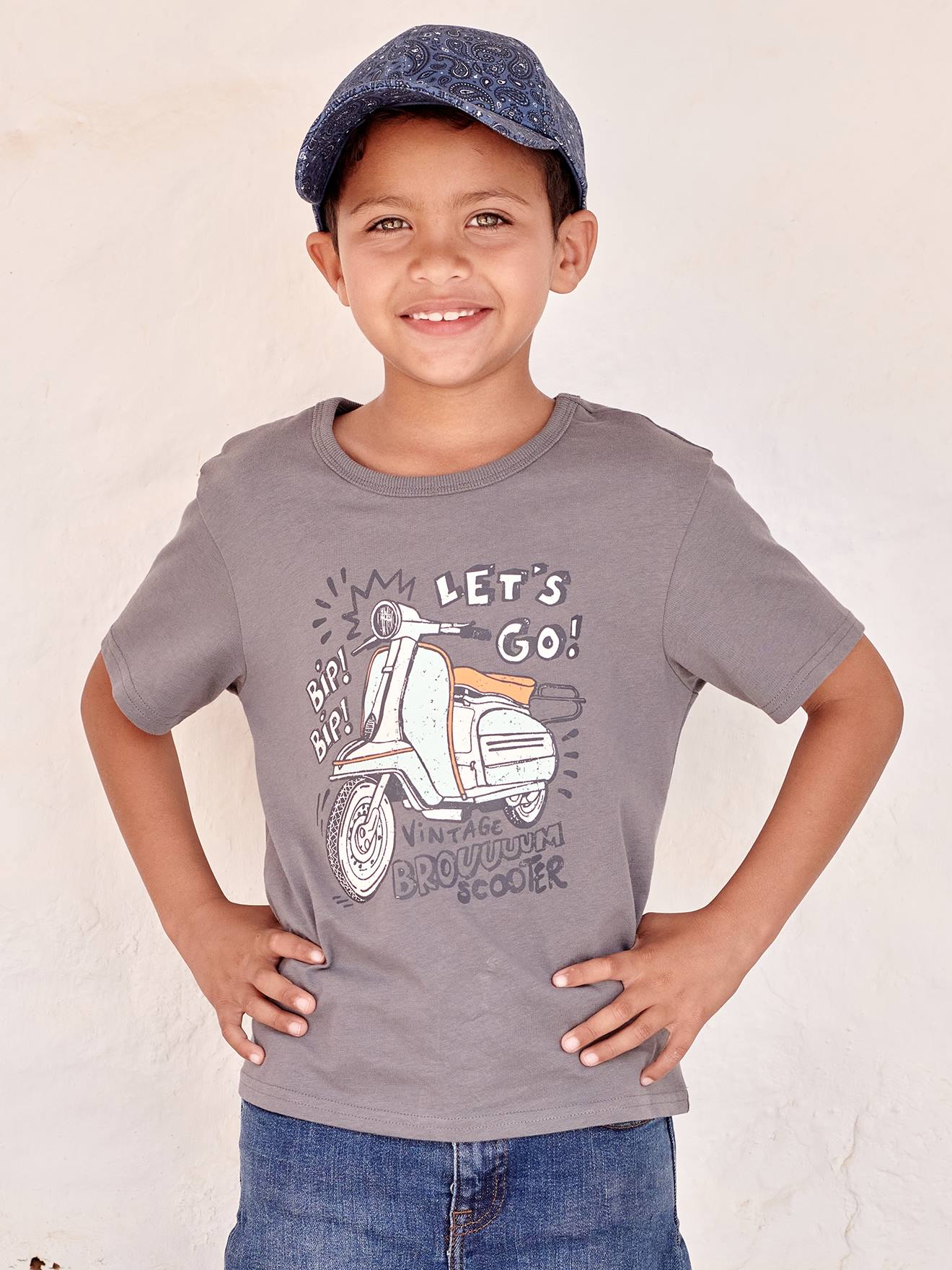 T-shirt motifs graphiques garçon manches courtes ecru