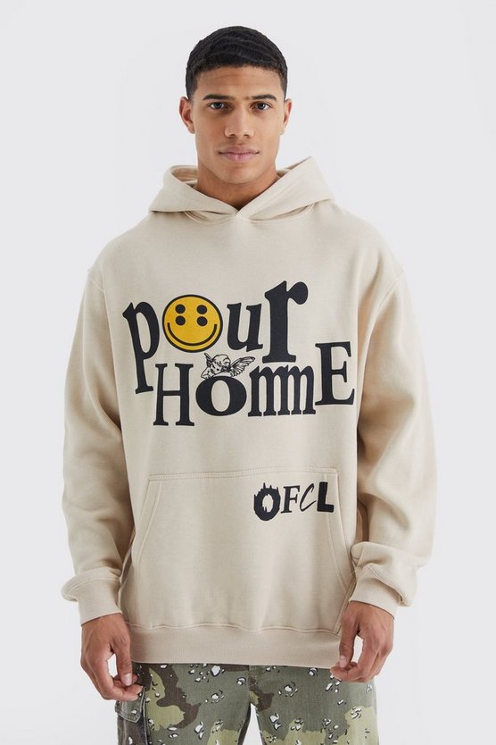 Oversize Hoodie mit Homme Print