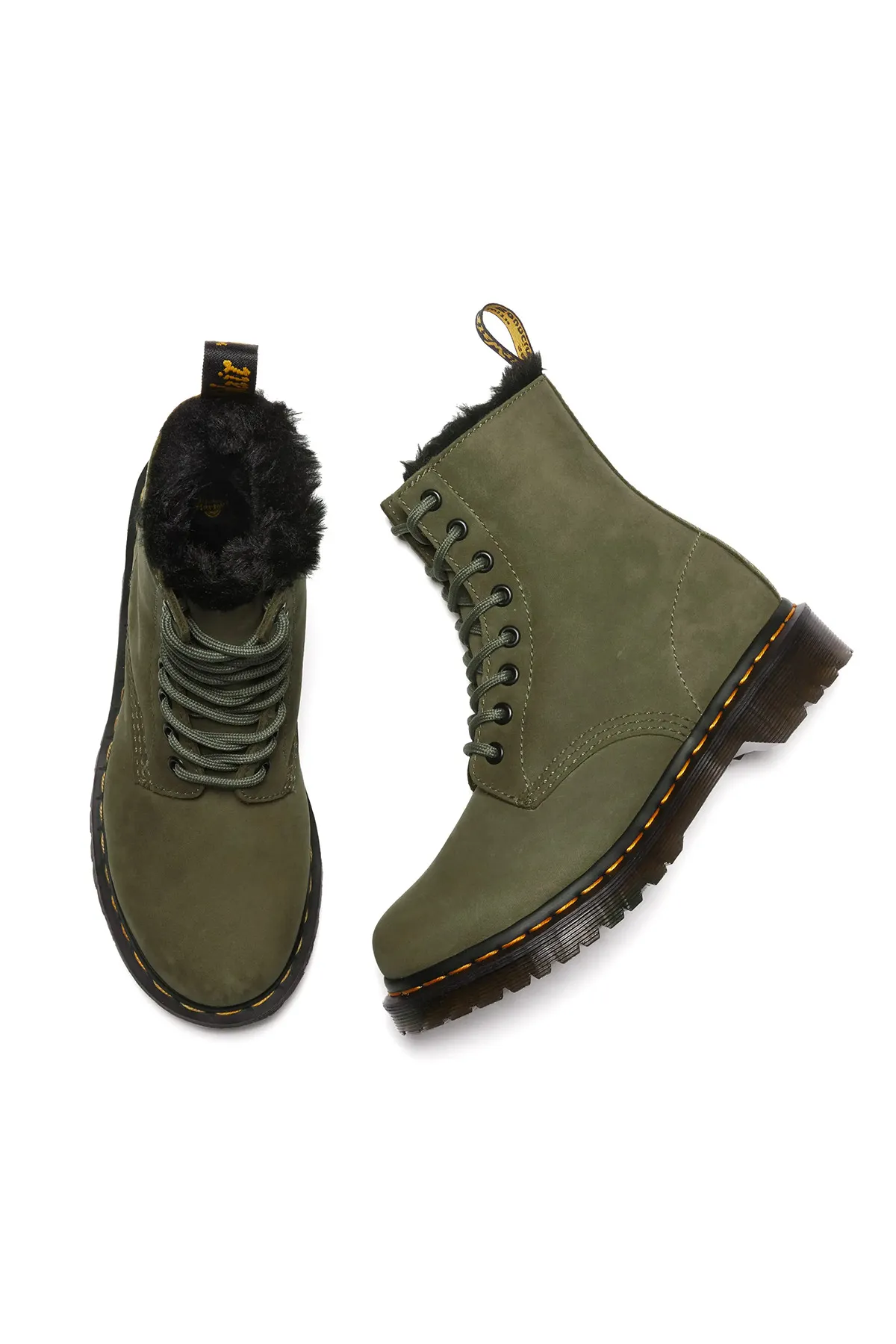 Dr. Martens  Stiefel & Booties Damen / Mädchen Olive Buffbuck & Black Milo Fur