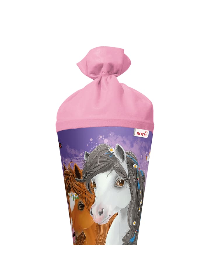 ROTH Schultüte groß Blumenpferde 70 cm in Lila günstig kaufen onesize