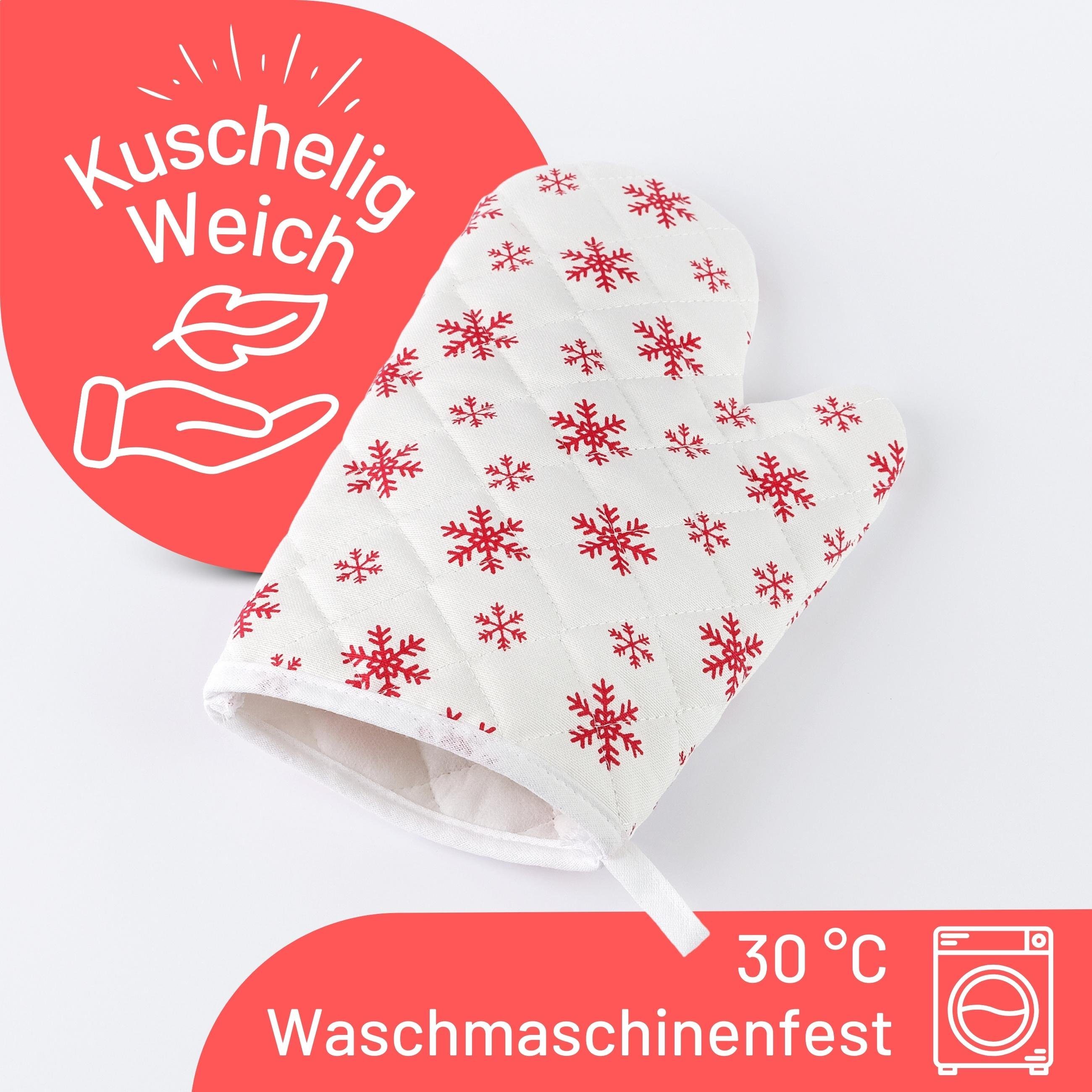Parpalinam Topfhandschuhe Ofenhandschuhe 2er Set Weihnachten Hitzebeständig, Pures Baumwollgefühl, ohne Silikon
