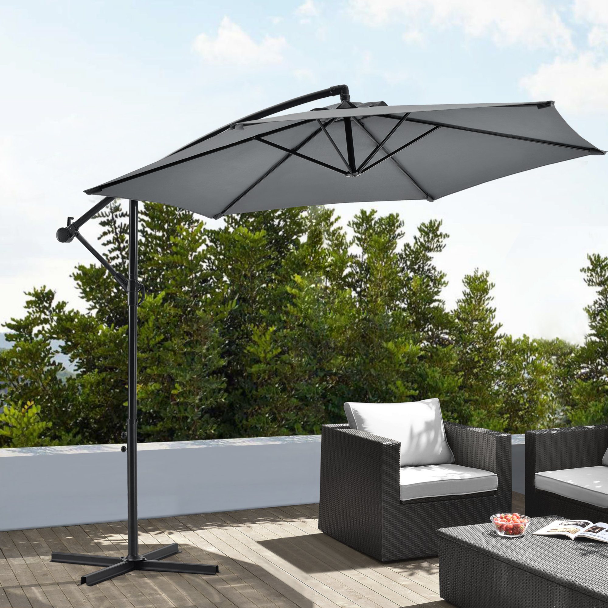 Sonnenschutz, casa.pro, blickdicht, Ampelschirm Budva Sonnenschirm mit Schirmständer 270cm