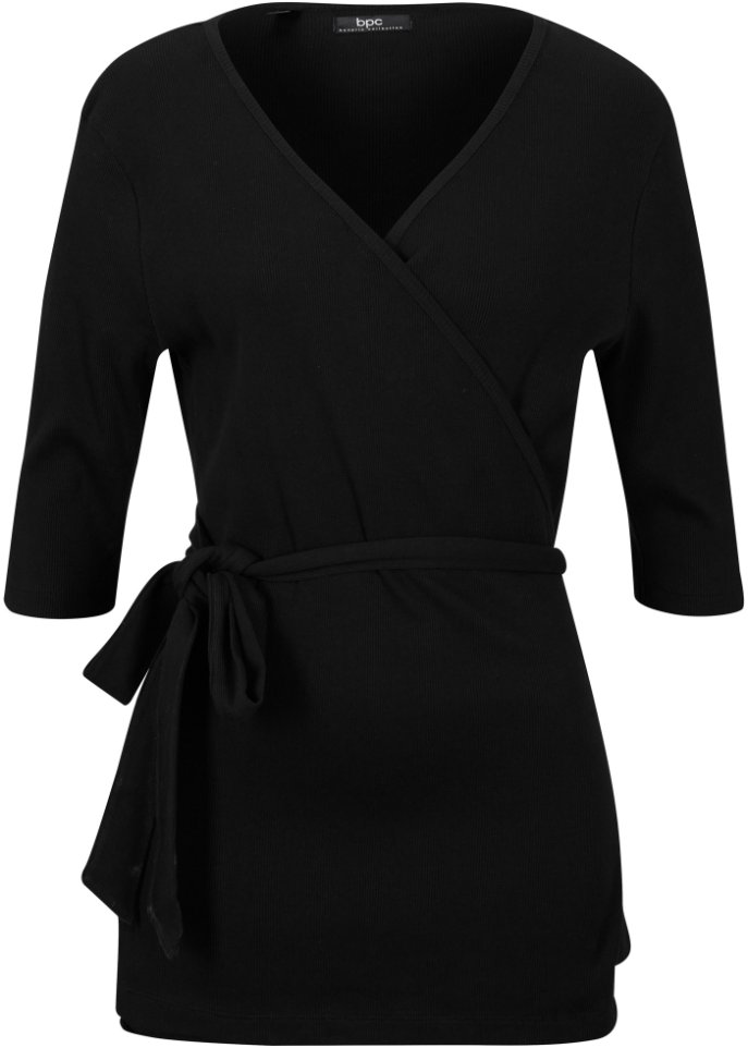 Ripp-Wickelshirtjacke, 1/2 Arm