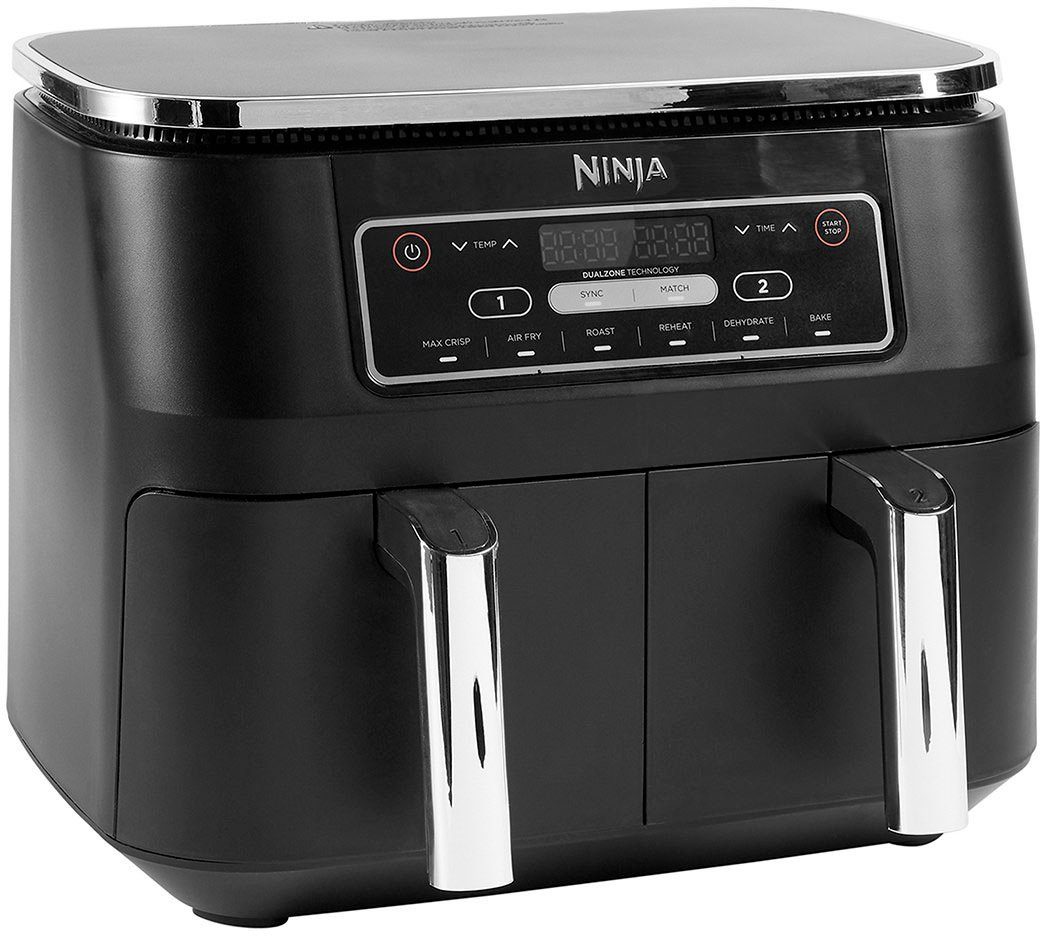 NINJA Heißluftfritteuse Foodi Dual Zone AF300EU, 2400 W, je 0,9 kg Kapazität incl. 2x Knusperblech