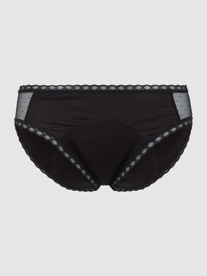Periodenslip mit Kontrastbesatz in schwarz