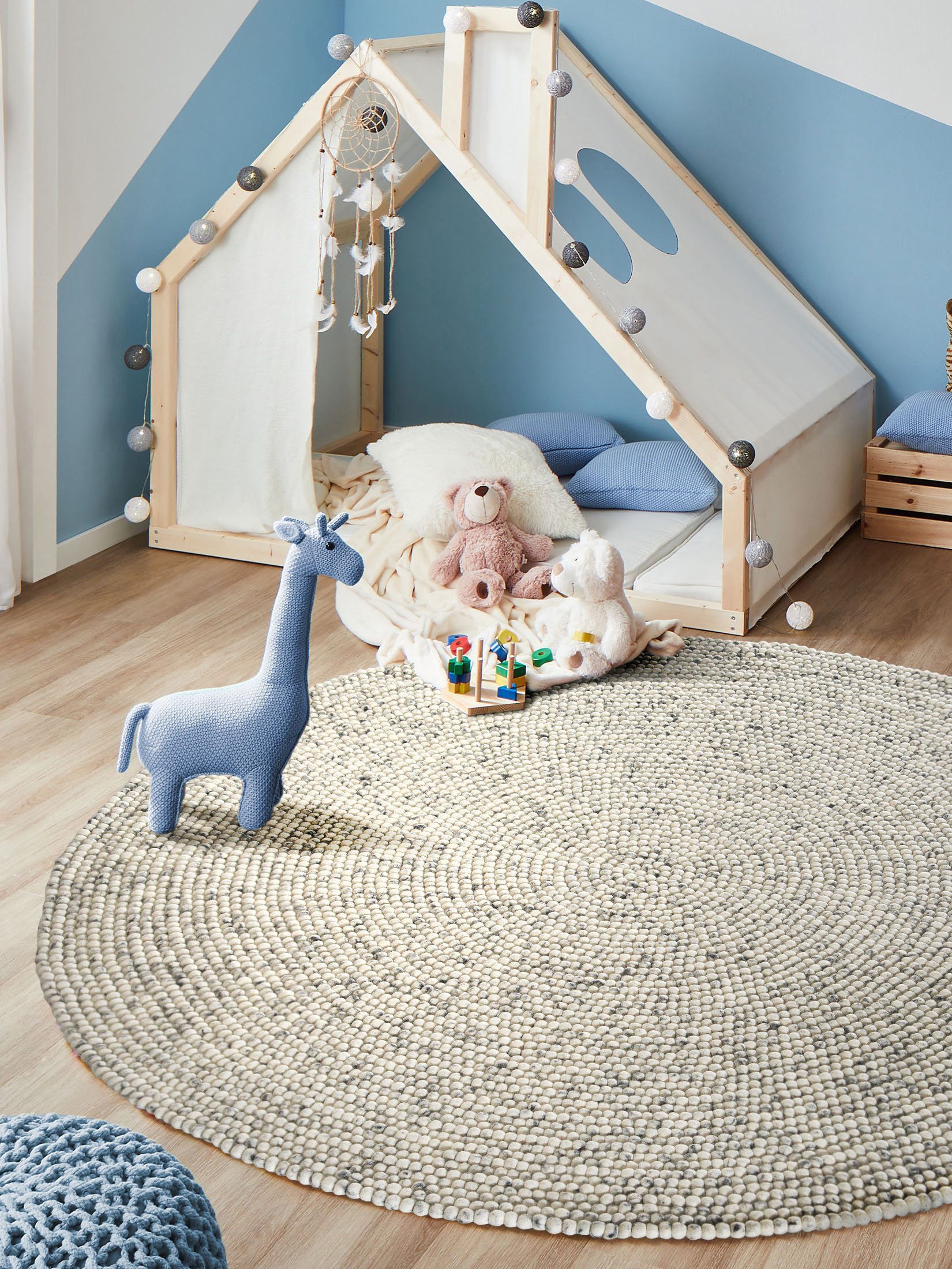Smedby Filzkugel-Teppich, Grey Natural